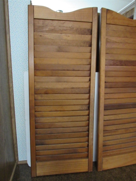 PAIR OF WOODEN SHUTTER DOORS W/ HARDWARE