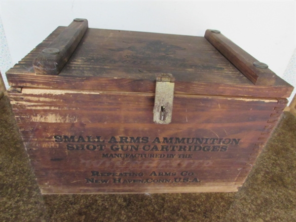 VINTAGE WOODEN WINCHESTER AMMO BOX