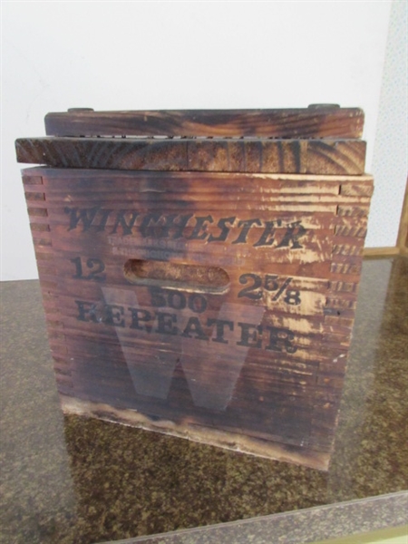 VINTAGE WOODEN WINCHESTER AMMO BOX