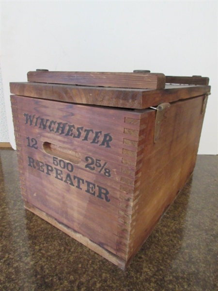 VINTAGE WOODEN WINCHESTER AMMO BOX