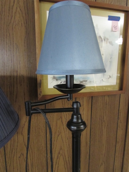 2 FLOOR LAMPS W/BLUE SHADES