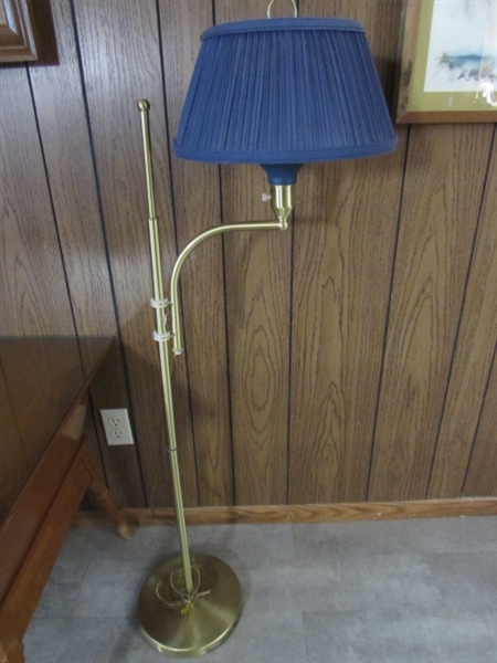 2 FLOOR LAMPS W/BLUE SHADES