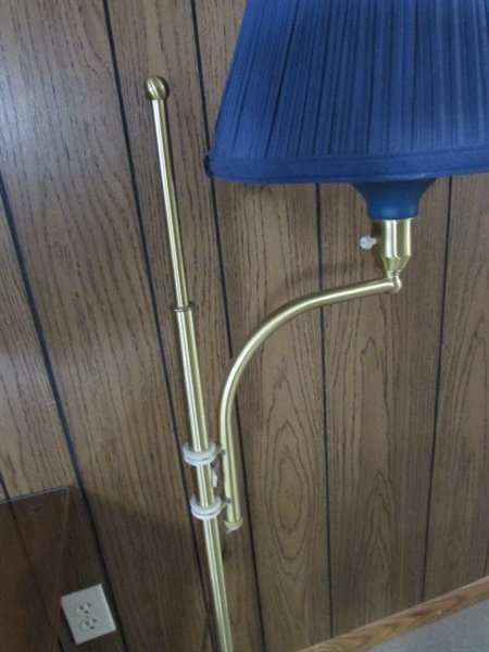 2 FLOOR LAMPS W/BLUE SHADES