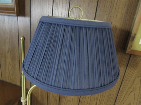 2 FLOOR LAMPS W/BLUE SHADES