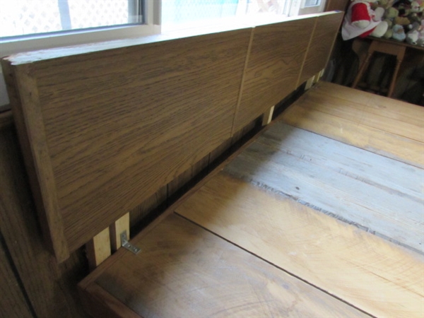 UPCYCLED WOOD BENCH/SOFA BASE ON WHEELS