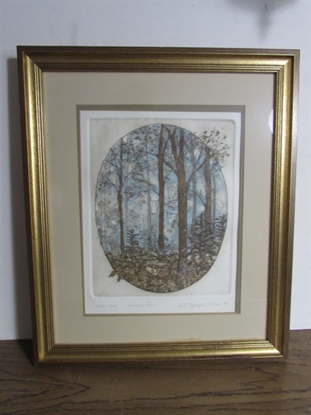 AUTUMN MIST ARTISTS PROOF ETCHING BY SUE TUSHINGHAM McNARY 1979