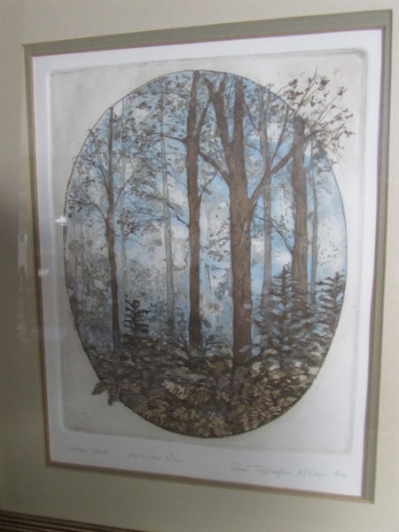 AUTUMN MIST ARTISTS PROOF ETCHING BY SUE TUSHINGHAM McNARY 1979