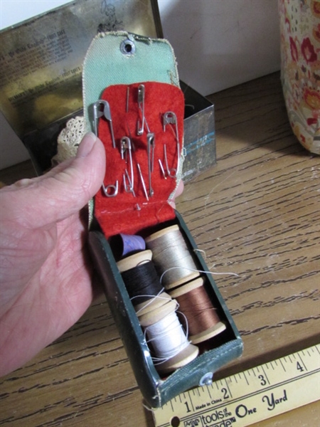 SEWING BASKET & VINTAGE SEWING SUPPLIES