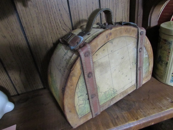 VINTAGE WOODEN CASE & METAL TINS