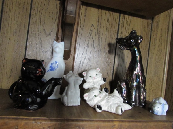 TALL GLASS KITTY & OTHER KITTY FIGURINES & MORE