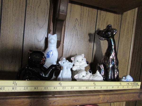 TALL GLASS KITTY & OTHER KITTY FIGURINES & MORE