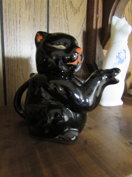 TALL GLASS KITTY & OTHER KITTY FIGURINES & MORE