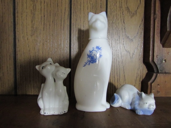 TALL GLASS KITTY & OTHER KITTY FIGURINES & MORE