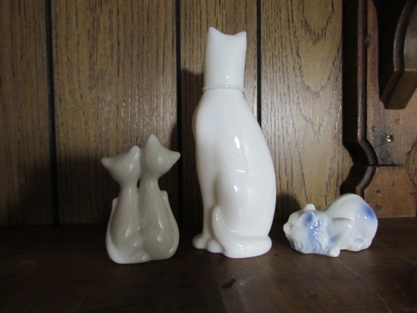 TALL GLASS KITTY & OTHER KITTY FIGURINES & MORE