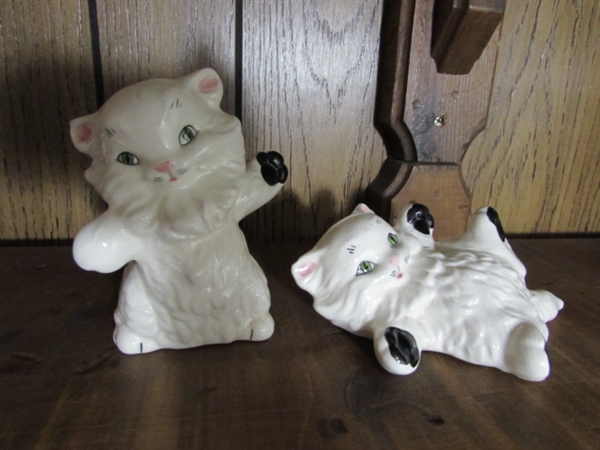 TALL GLASS KITTY & OTHER KITTY FIGURINES & MORE