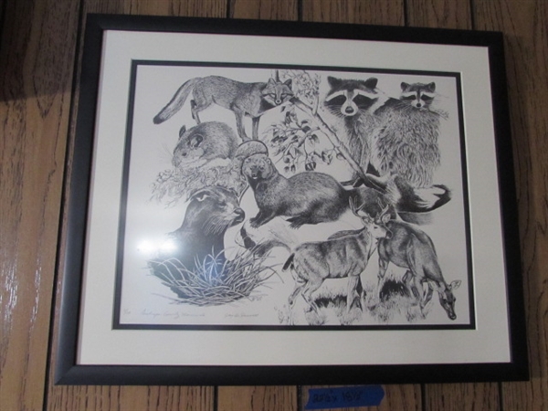 LIMITED EDITION PRINT 11/150 SISKIYOU COUNTY MAMMALS PEN & INK BY J. RUSSELL