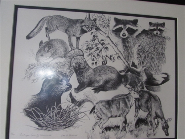 LIMITED EDITION PRINT 11/150 SISKIYOU COUNTY MAMMALS PEN & INK BY J. RUSSELL