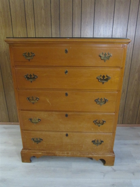 WILLET TALL SOLID MAPLE 5-DRAWER DRESSER - MATCHES LOT #169