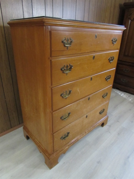 WILLET TALL SOLID MAPLE 5-DRAWER DRESSER - MATCHES LOT #169