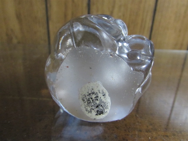 SMALL STEIFF BEAR & GLASS BEAR PAPERWEIGHT