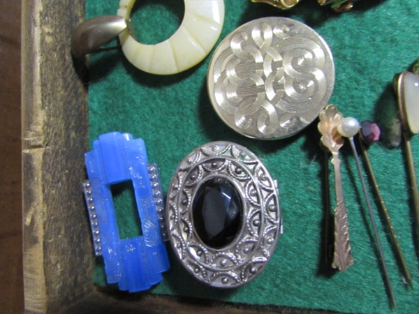 VINTAGE STICK PINS, BROOCHES & MORE