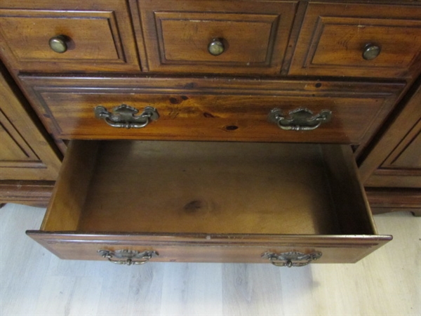 VINTAGE SOLID WOOD 9-DRAWER DRESSER - MATCHES LOT #188