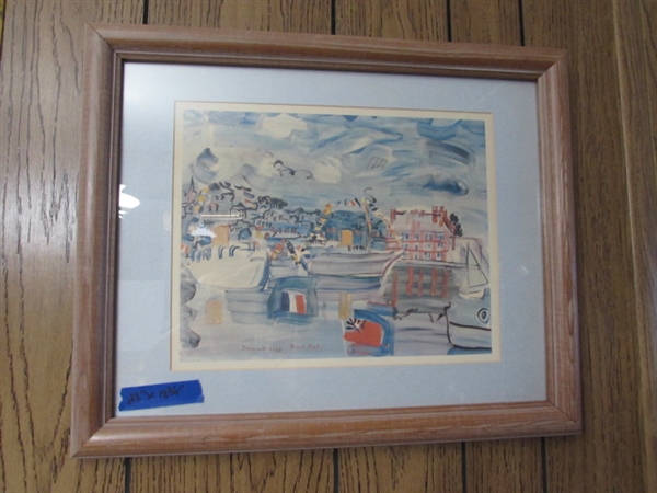 FRAMED UNDER GLASS ART PRINT 1938 DEAUVILLE BY RAOUL DUFY