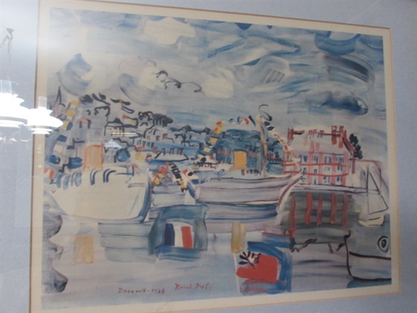 FRAMED UNDER GLASS ART PRINT 1938 DEAUVILLE BY RAOUL DUFY