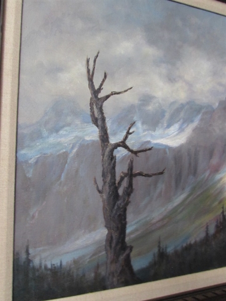 ORIGINAL OIL ON CANVAS STORM IN THE PEAKS BY BILL WALLACE OF FORT BRAGG, CA