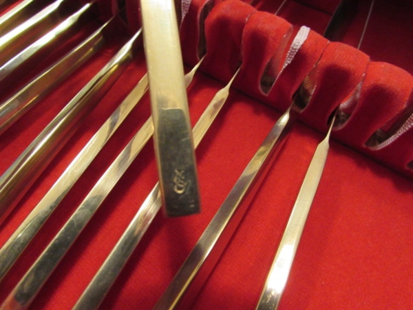 HUGE SET OF VINTAGE BRASS FLATWARE IN CHEST FROM THAILAND