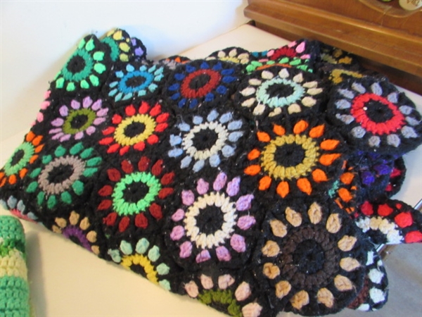 VINTAGE CROCHETED AFGHANS - NEED LAUNDERING