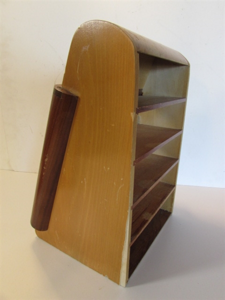 SMALL VINTAGE WOODEN COMB DISPLAY CASE & MORE