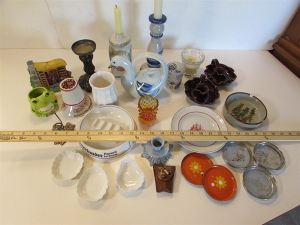 ASSORTED NIC-NACS, ASHTRAYS, CANDLE HOLDERS & MORE