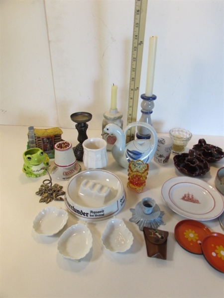 ASSORTED NIC-NACS, ASHTRAYS, CANDLE HOLDERS & MORE