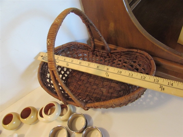 WICKER BASKET FULL OF ASST NAPKIN RINGS