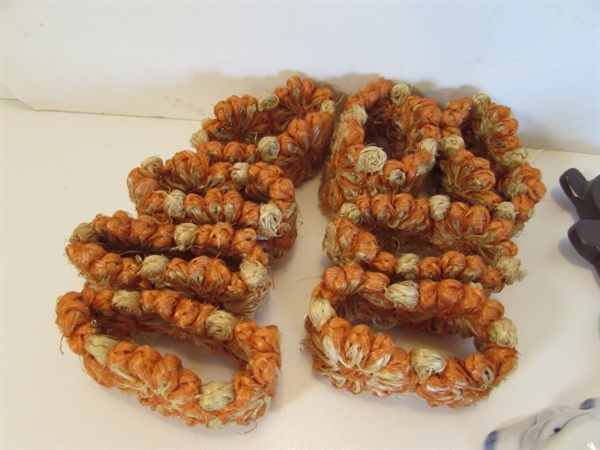 WICKER BASKET FULL OF ASST NAPKIN RINGS