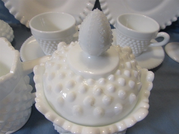 LARGE ASSORTMENT OF VINTAGE/ANTIQUE HOBNAIL MILKGLASS