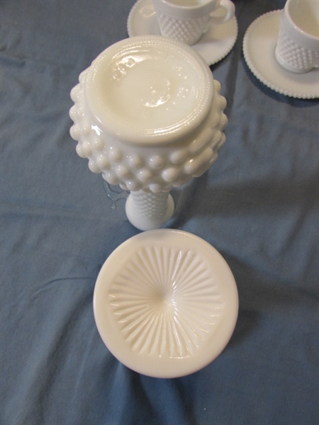 LARGE ASSORTMENT OF VINTAGE/ANTIQUE HOBNAIL MILKGLASS