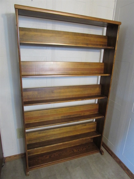 SOLID WOOD SHELVING UNIT FOR MEDIA, NIC-NACS, ETC