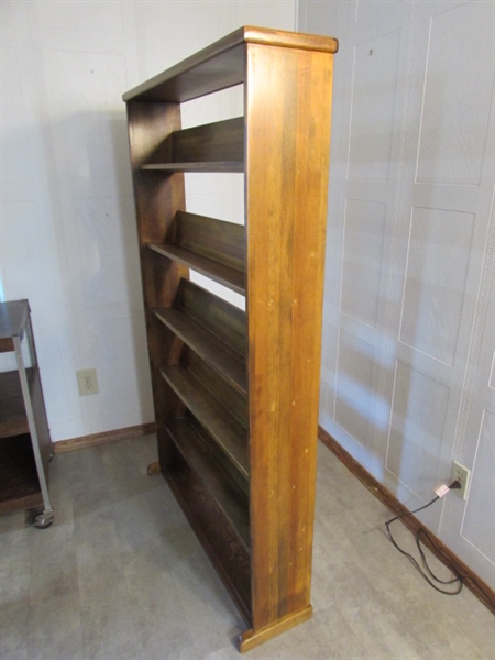 SOLID WOOD SHELVING UNIT FOR MEDIA, NIC-NACS, ETC