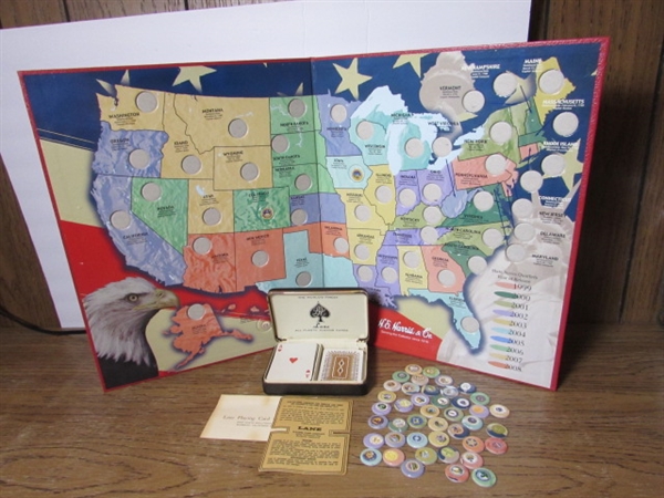 STATE QUARTER DISPLAY & VINTAGE LANE PLAYING CARD SET