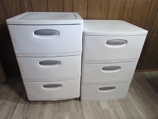 2 3-DRAWER PLASTIC STERILITE STORAGE UNITS