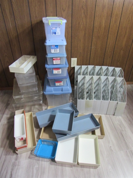 HUGE COLLECTION OF PLASTIC STORAGE/ORGANIZERS