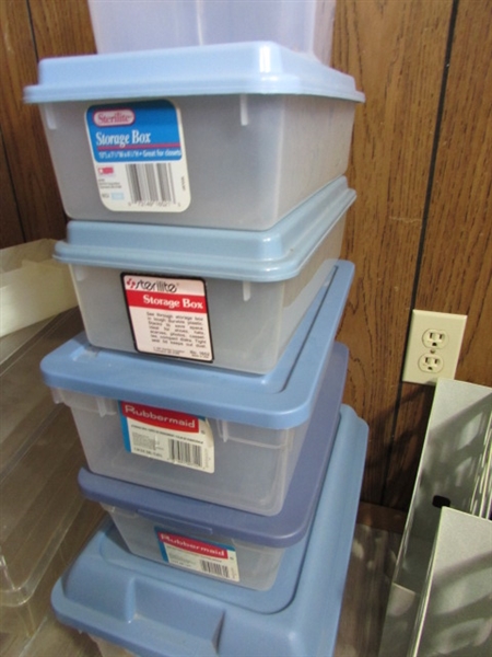 HUGE COLLECTION OF PLASTIC STORAGE/ORGANIZERS