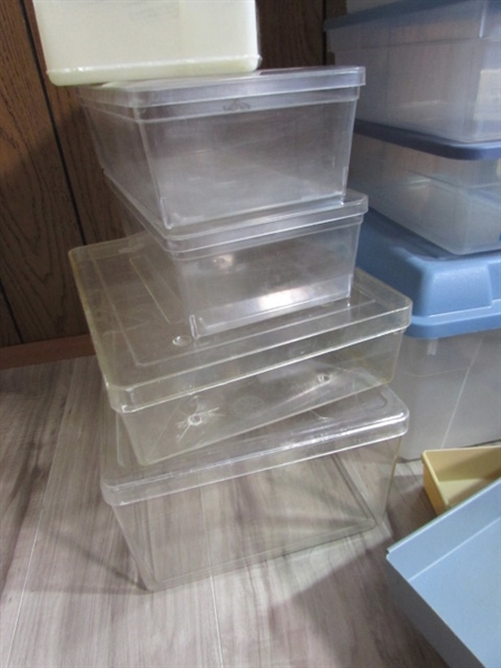 HUGE COLLECTION OF PLASTIC STORAGE/ORGANIZERS