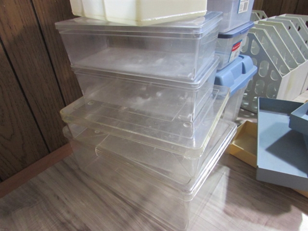 HUGE COLLECTION OF PLASTIC STORAGE/ORGANIZERS