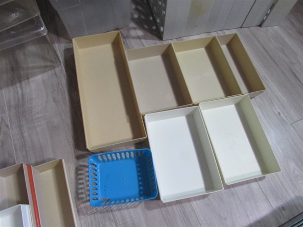 HUGE COLLECTION OF PLASTIC STORAGE/ORGANIZERS