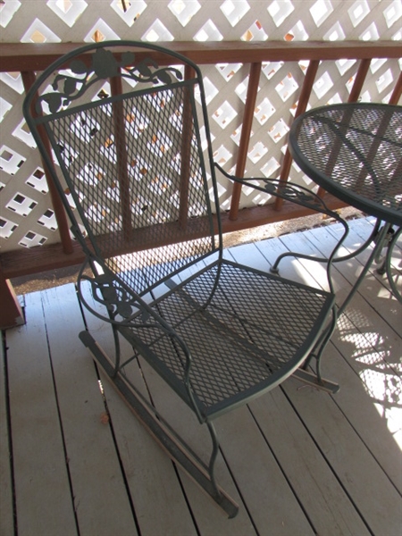 WROUGHT IRON PATIO SET W/ROCKING CHAIRS