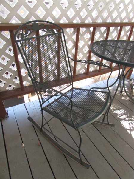 WROUGHT IRON PATIO SET W/ROCKING CHAIRS