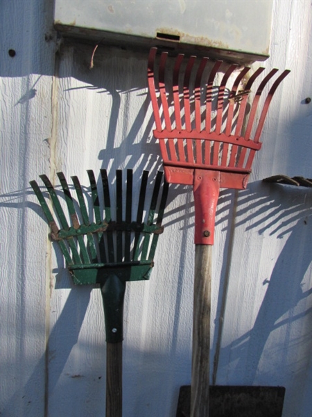 LONG HANDLED GARDENING TOOLS - RAKES, SHOVELS & MORE